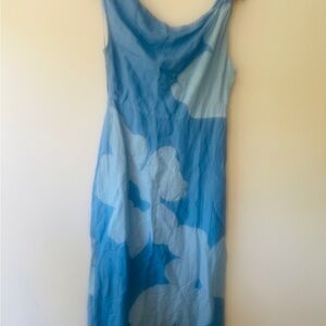 Anthropology Blue Floral Sleeveless Dress Small